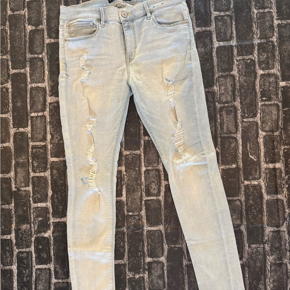 Express Distressed Skinny Jeans